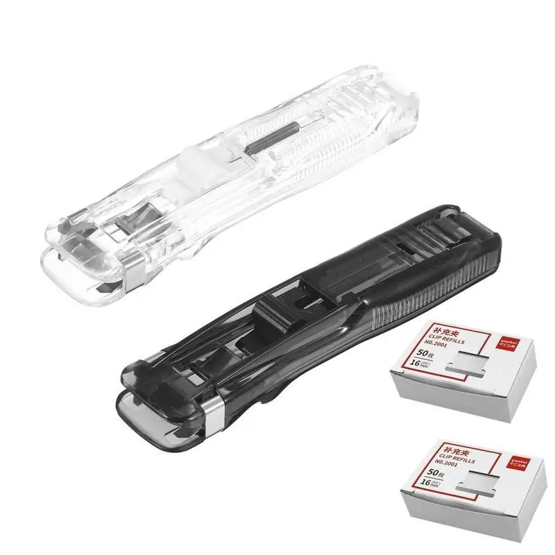 Portable Binder Clips Booklet Stapler, Includes 100 Small Binders, Ideal for School Office Home, Damage-Free Paper Distributor