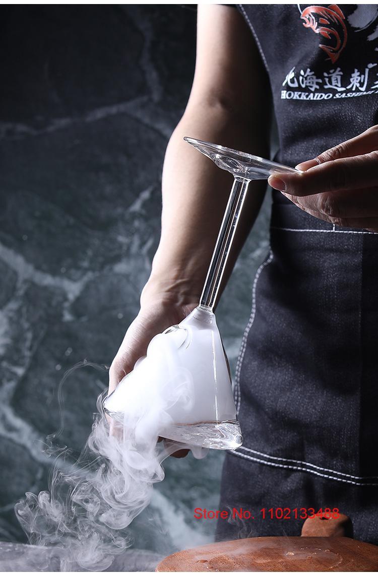 Creative Glass Cup Upside Down Martini Cocktail Glasses Restaurant Cuisine Sashimi Dry Ice Container Leisure Bar Cold Drink Cup