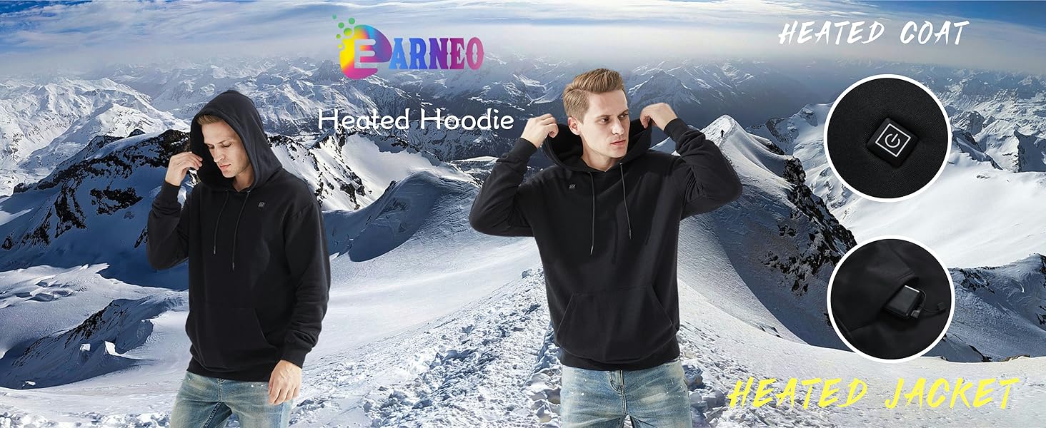 Unisex Heated Hoodie for Men Women Heated Sweatshirt Warm USB Electric Outdoor Winter Puffer Jacket with No Battery