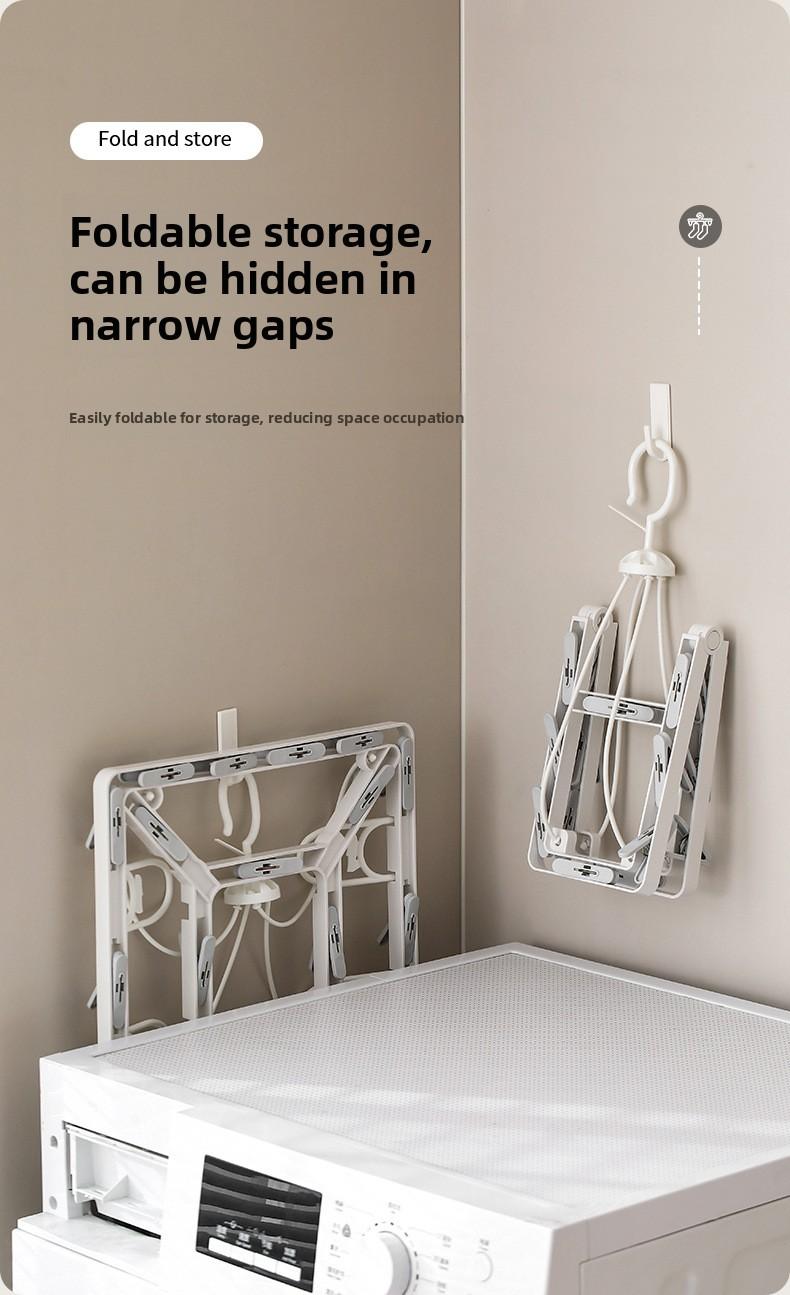 FaSoLa Household Folding Drying Rack, Multi-Clip Sock and Underwear Drying Tool, Multifunctional Windproof 2-in-1 Drying Rack