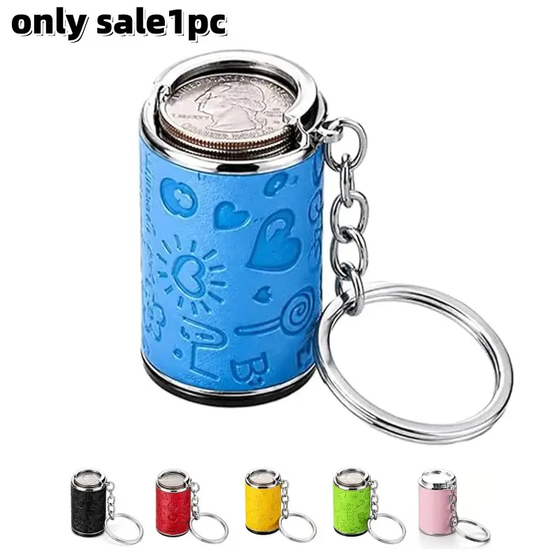1pcs，Multifunctional Steel-Zinc Alloy Mini Storage Keychain, Portable Fidgeting Holder with Secure Snap Closure for Quarters, Everyday Look Bank, Ideal Home Organization Gift