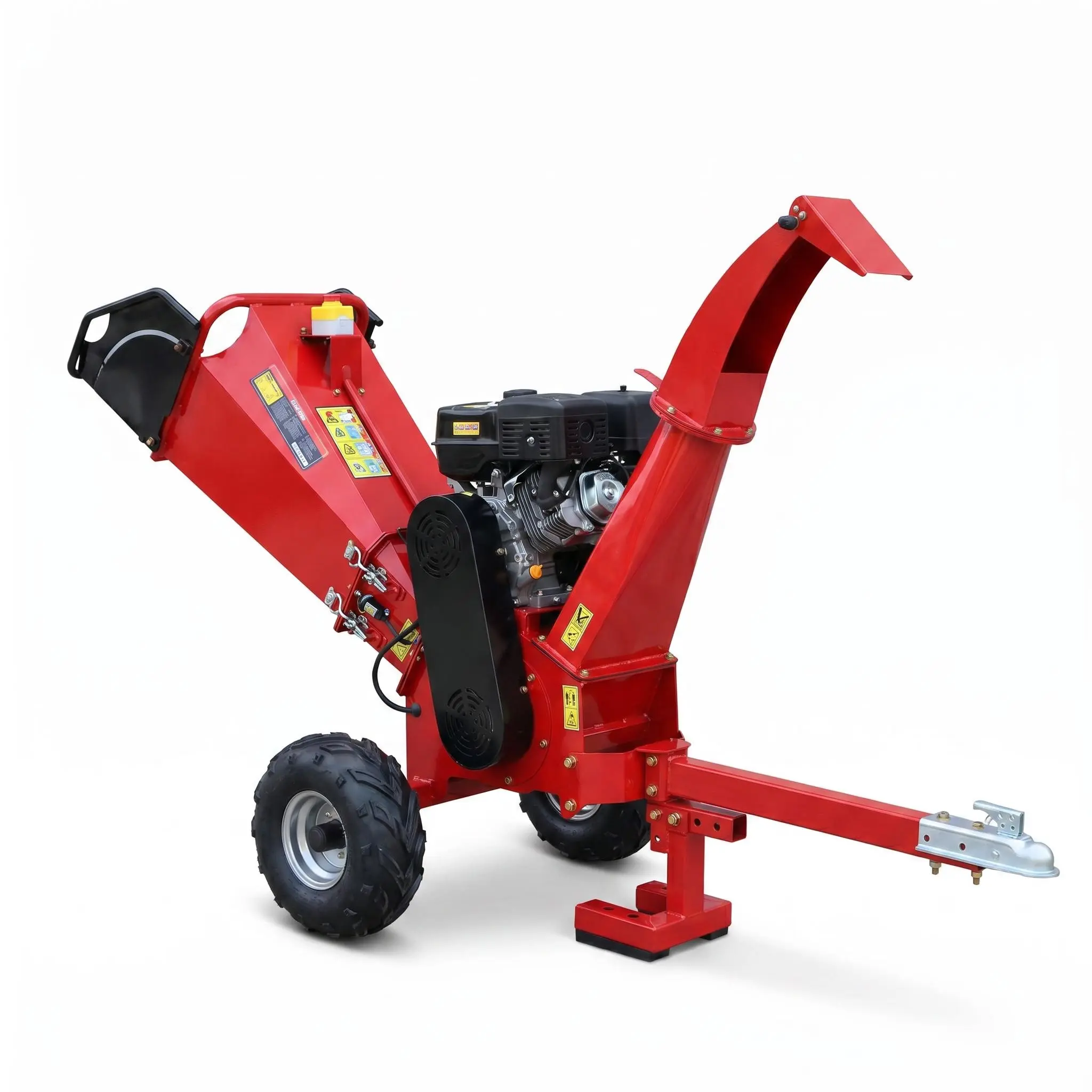 Nokaa Towable Wood Chipper Shredder Mulcher 5in Chipping Capacity 420cc Gas Engine 9in Drum Double-Edged Steel Blades Q235 Steel Off-Road Towing ATV UTV Tractor Pickup Yard Waste Cleanup Garden Maintenance, Black+Red Color Options