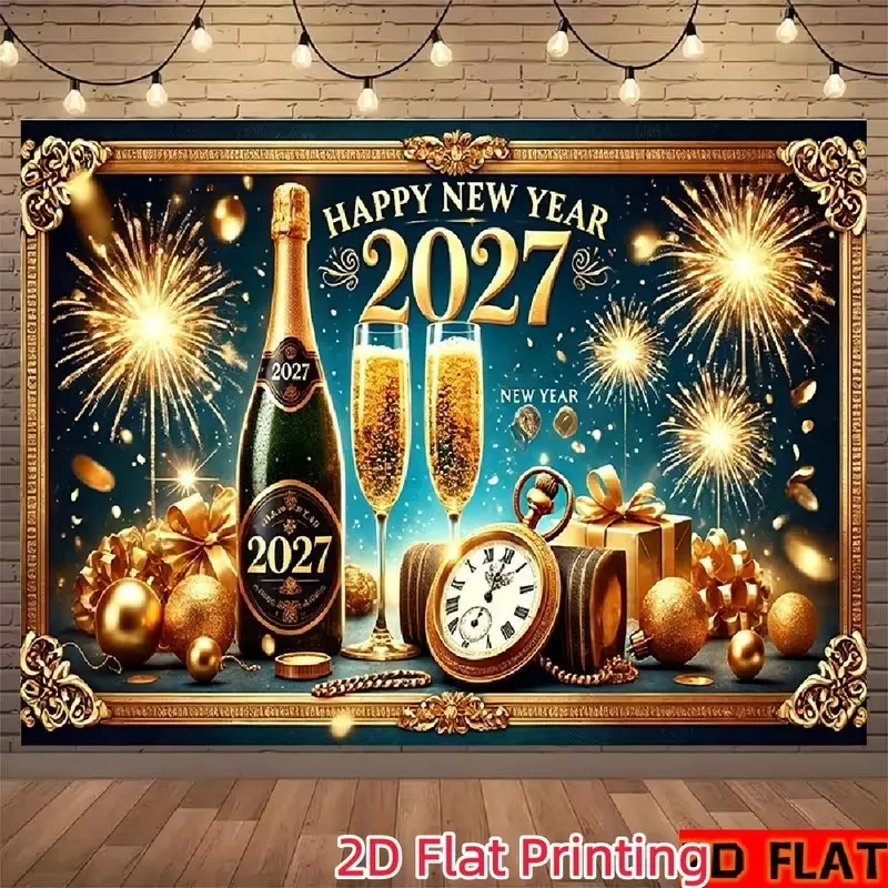 2D Flat Banner 1pc, Photography Background, New Year Party Decor, Elegant Design, No Power Needed, Photo Booth Backdrop