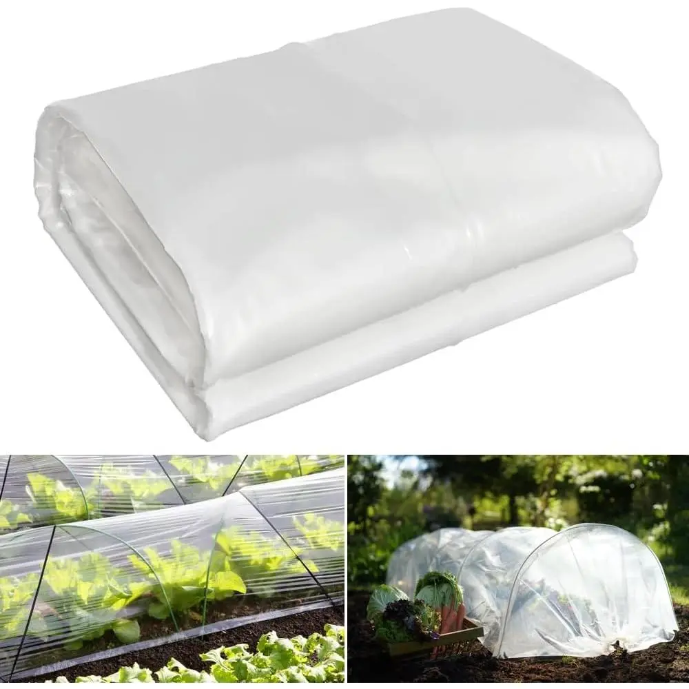 2.4 Mil Thick Polyethylene Plastic Sheeting, 10x25 FT Lightweight High Translucency Film for Home Improvement, Garden Supplies, Greenhouses & Seed Starters with Frost Proof & Heat Retention Features