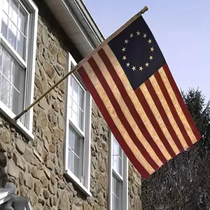 Betsy Ross American Flag - Vintage 13 Star Colonial Banner with Distressed Red White Stripes, 2x3ft & 3x5ft for Home, Yard, Patriotic & Historical Use