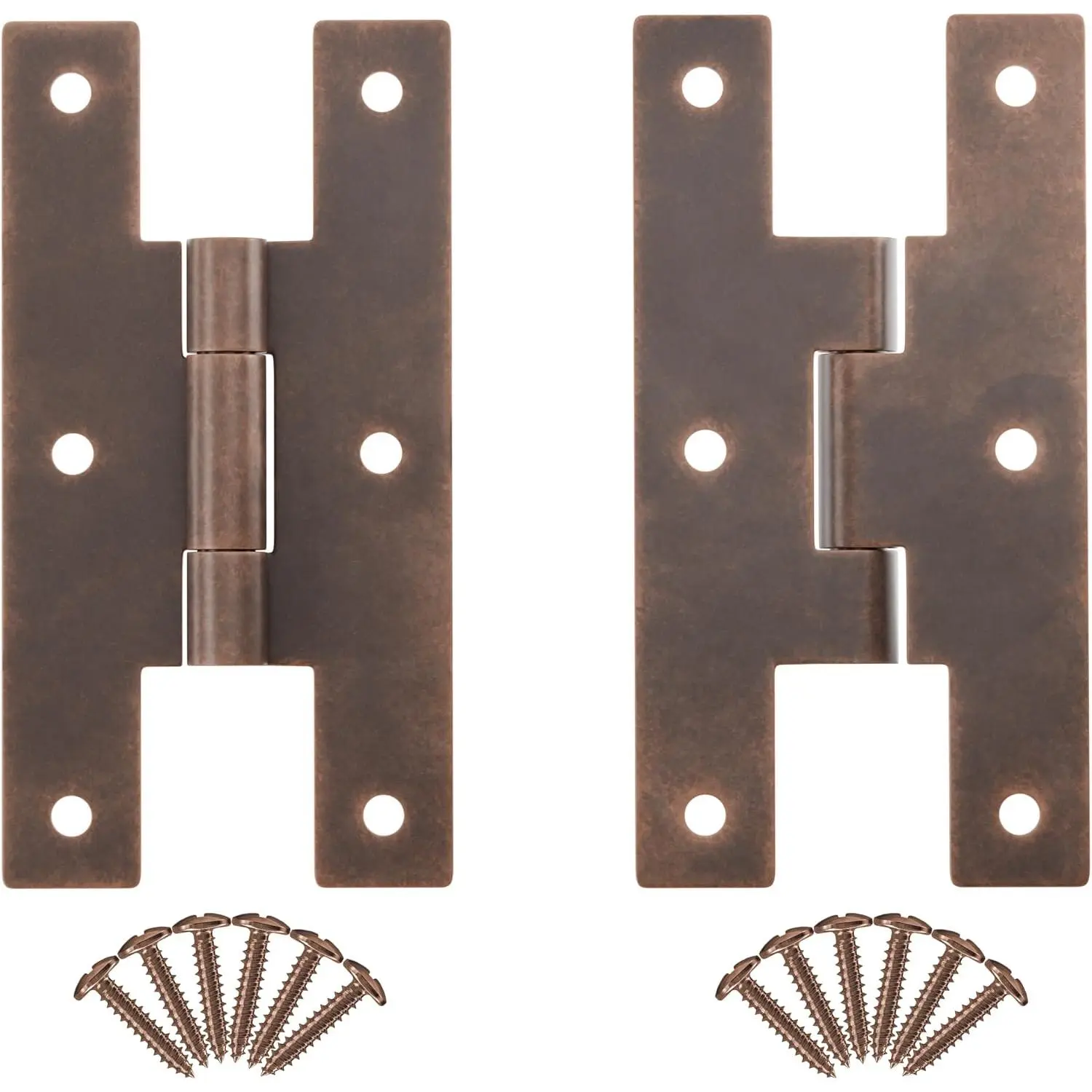Antique Copper H Hinges for Cabinet Doors - 3" x 1-5/8" - Pack of 2 - Flush Mount Cabinet Hinges - HG6-SAC (1)