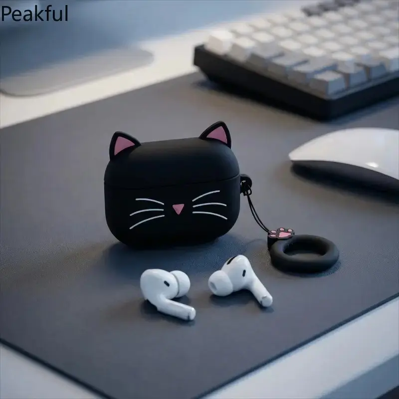 Cute Animal‑Themed Protective Case, Cat Design Compatible with Apple AirPods Pro & AirPods Multi‑Generation, Shockproof Earbud Cover