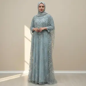 Crystal Beaded kaftan Cape Overlay Abaya Set (MA427)