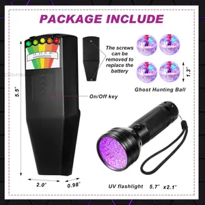 6 Pcs Ghost Hunting Equipment Kit Include 1 Emf Meter 1 UV Flashlight and 4 LED Light up Pet Cat Ball Ghost Investigation Paranormal Equipment for Home Office Inspections Gifts(Strong Light)C34SoftHomeGoods
