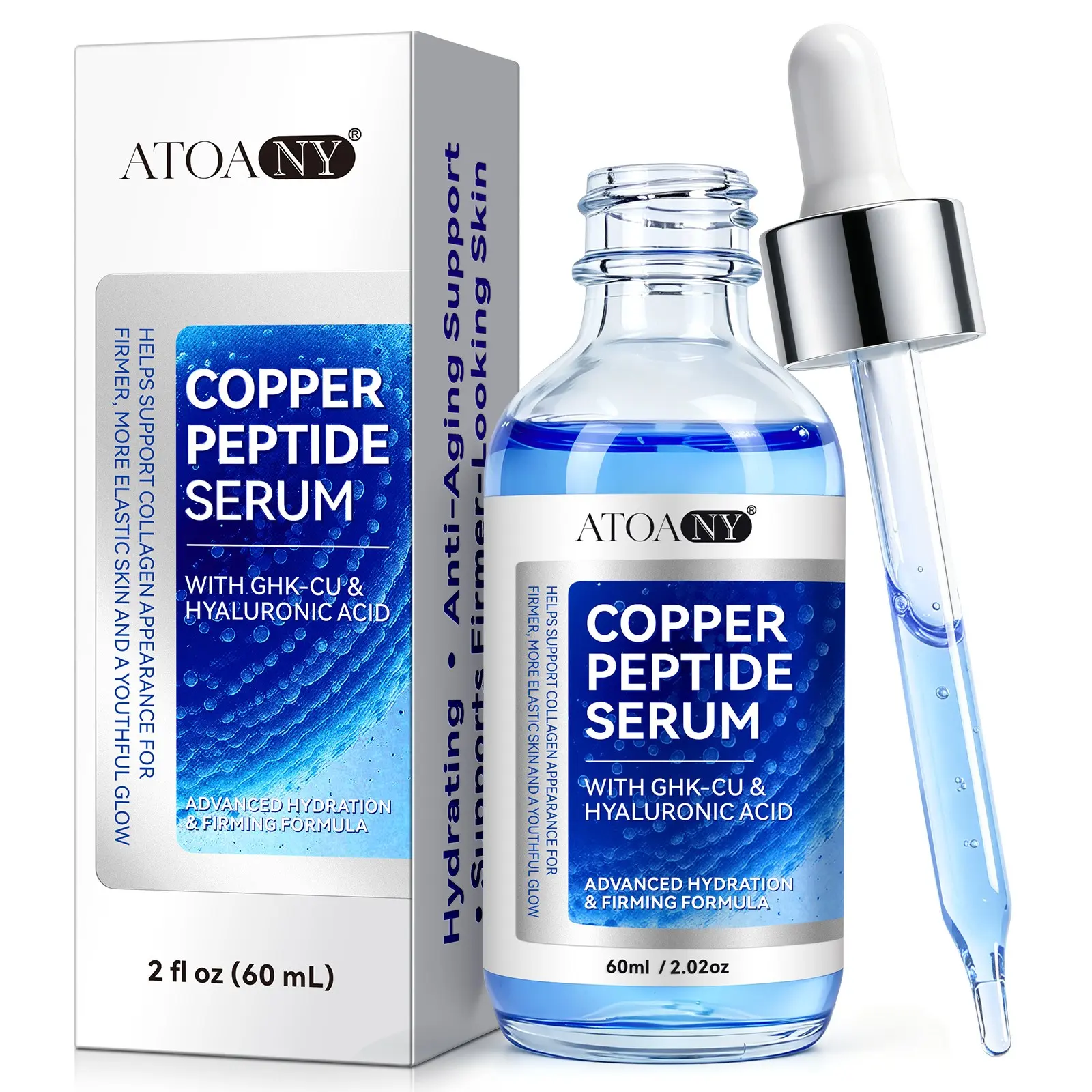 ATOANY COPPER PEPTIDE SERUM,Cu Copper Peptide Essence Lotion, a deep moisturizing, hydrating and nourishing facial essence suitable for all skin types, 60 milliliters