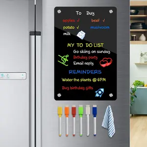 8"x12"   Dry Erase Board for Fridge, Clear   Calendar for Refrigerator,Includes 6  Dry Erase Markers(Black Blank)