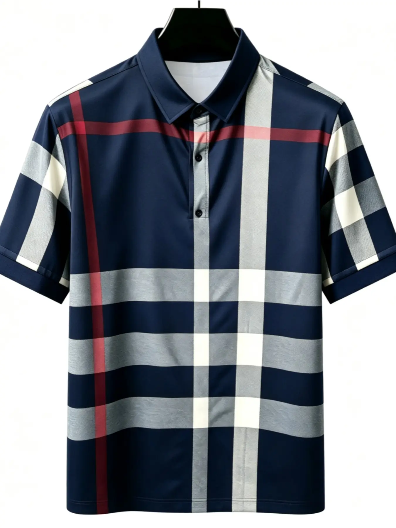 American Flag Print Men's Polo Shirt, Checked Slim-Fitting Short Sleeve Casual Top, All over Print Unlined Design, Perfect for Everyday Wear