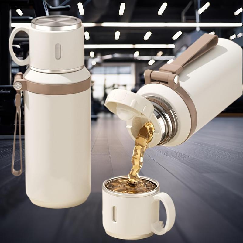 29oz Stainless Steel Insulated Water Bottle with Carry Strap, Dual-Function Coffee Cup for Hot & Cold Drinks, Portable Outdoor Mug for Camping, Cycling, Home & Office, Insulated Tumbler