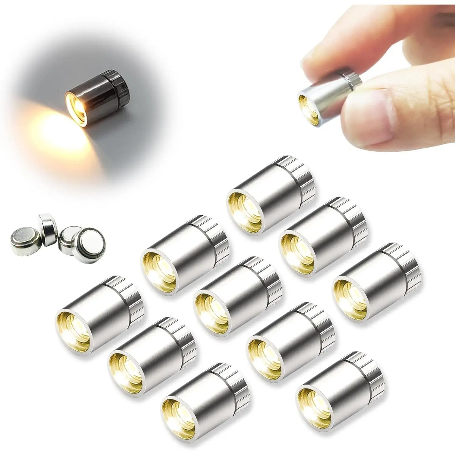 10 pcs Miniature Led Lights,Tiny Lights for Hand Craft/DIY,Miniature Lights Battery Powered, Dollhouse Light,Mini Lights for Toy Brick Building Blocks- 10 Pack (Warm White)