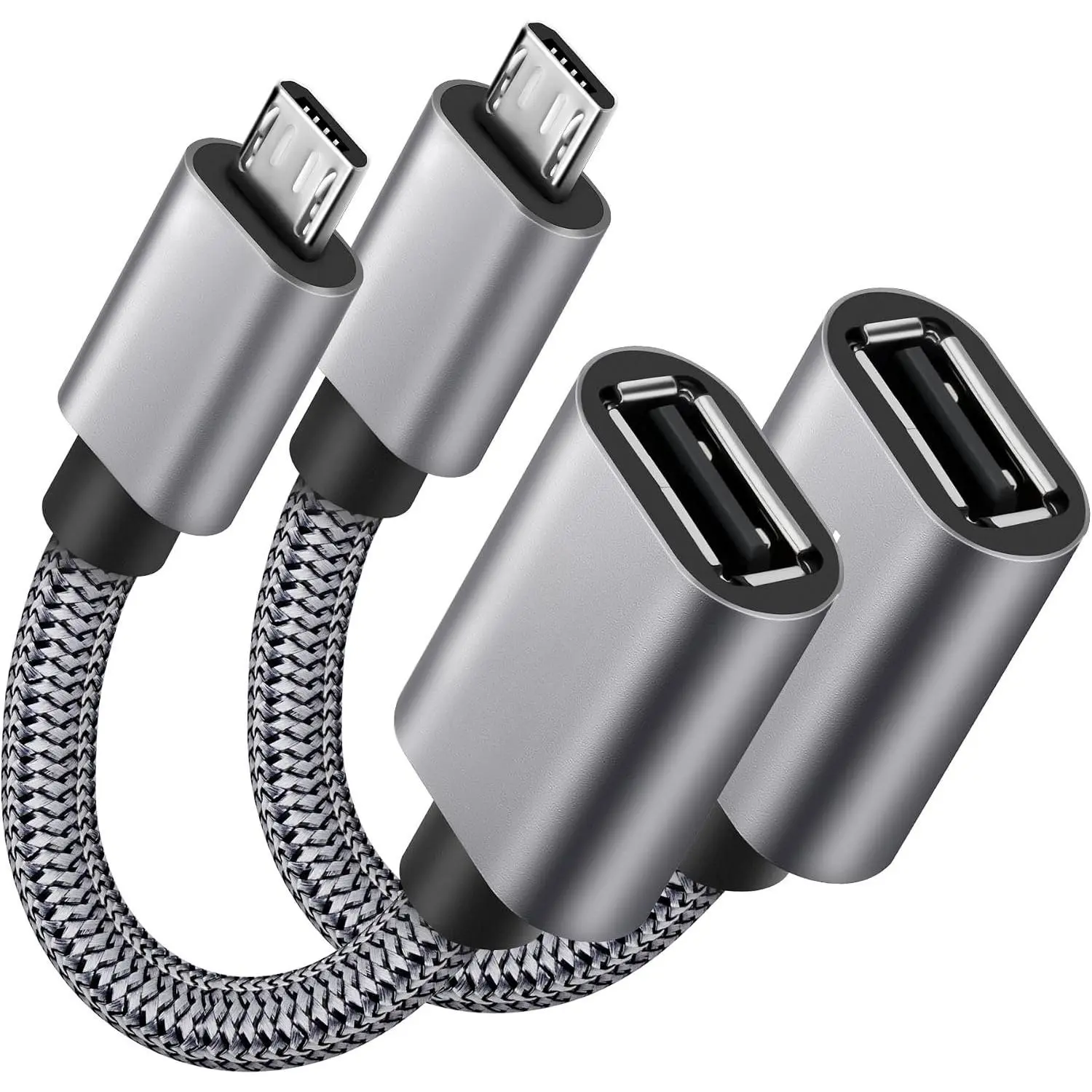USB to  USB Adapter 2 Pack, Unidirectional  USB Male to USB Female 2.0 OTG -The-Go  Converter, Nylon Braided,  Shells for S7 , Flash Drive, , Keyboard,  Controller