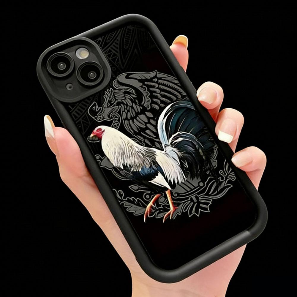 Mexican Rooster Gamefowl Phone Case for iPhone 17 Pro Max 16 E 15 14 Plus 13 12 11 & Samsung S21 - S26 Ultra Plus, Cool Creative Rooster Pattern Shockproof Silicone Protective Softcase