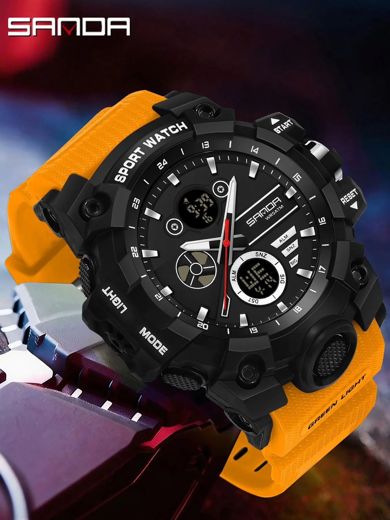 Sanda 9094 Dual Display Electronic Sports Watch, Analog Digital Wristwatch, Alarm Stopwatch, Week Calendar, 12/24 Hour, Student Sport Waterproof Multifunctional Watch
