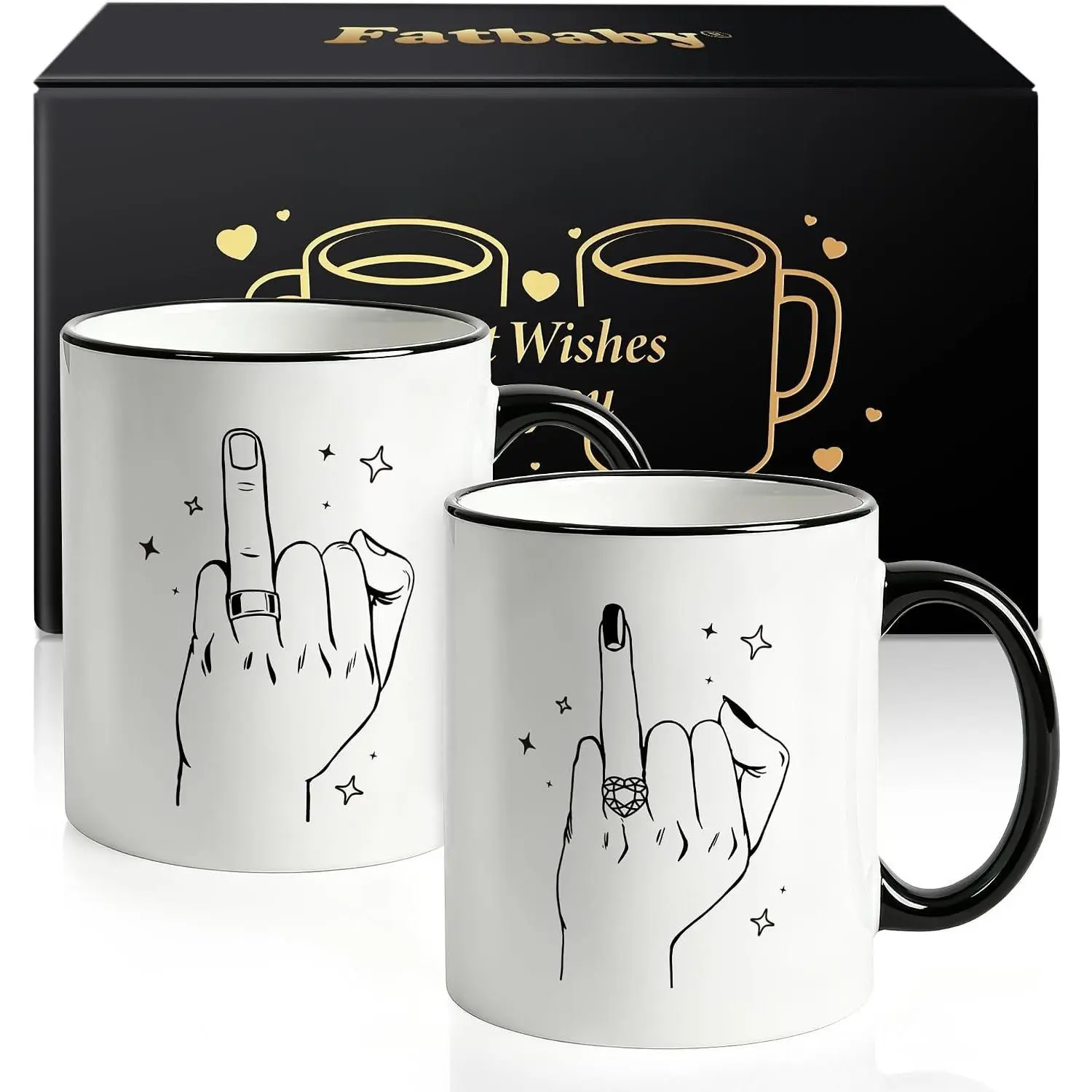 Wedding Gifts for Couples, Funny Ring Finger Coffee Mug Set, Engagement Gifts for Couple, Bride and Groom Just Married Mug, Mr and Mrs Newlyweds Bridal Shower  11OZ