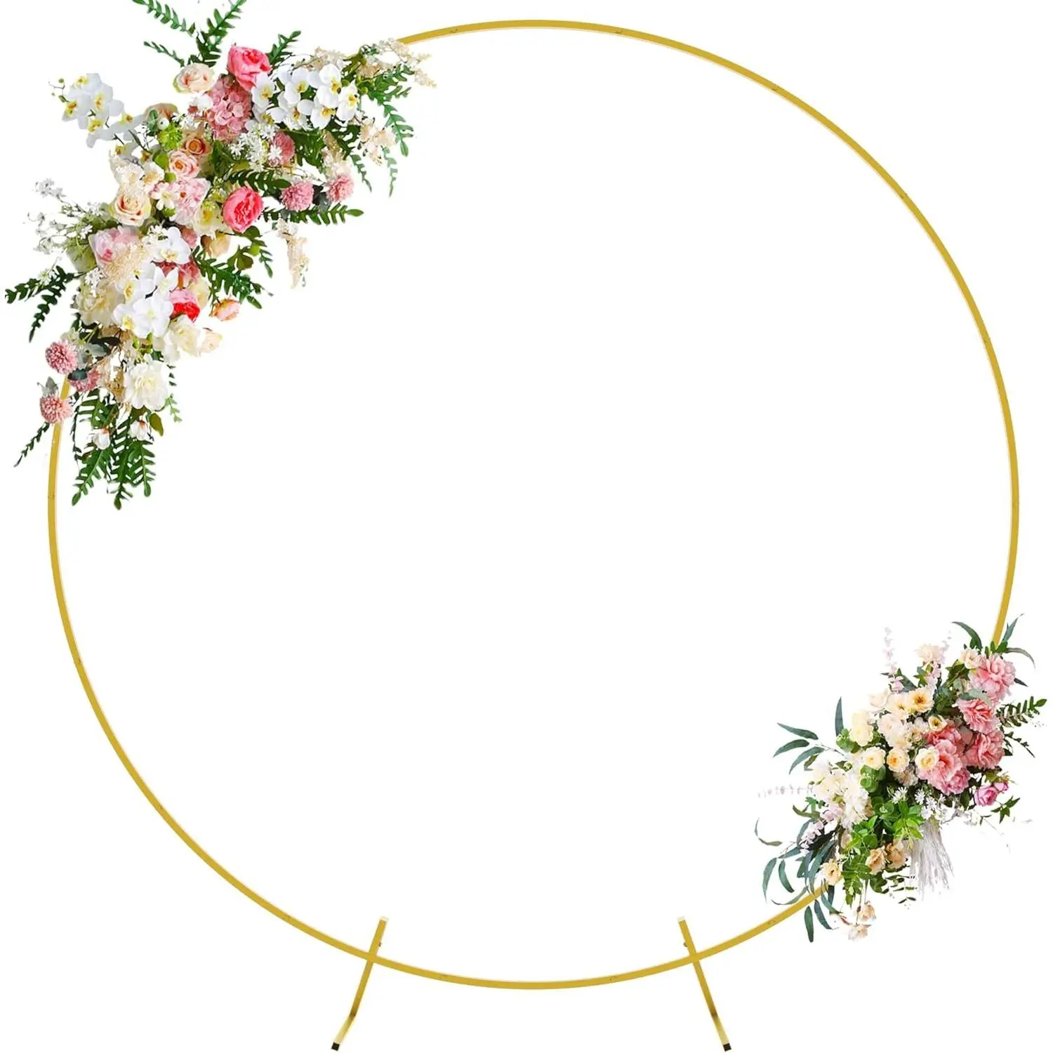 Round Backdrop Stand 7.2FT Circle Balloon Arch Frame Circle Backdrop Stand Gold Round Arch for Wedding Birthday Party Bridal Shower Anniversary Event Ceremony Decoration