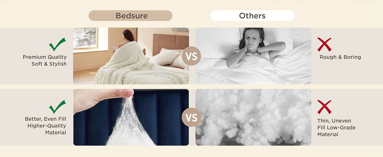 3-Piece GentleSoft Double-Side Fleece Fluffy White Queen Size Comforter Set, 2 Pillowcases, 90x90 Inches, Cozy Striped Luxury Home Bedding Decor, Home Supply, Three-Piece