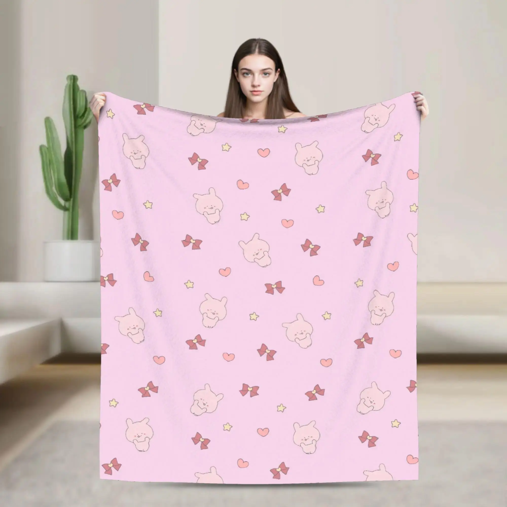 Asamimichaan Flannel Blanket – Warm Plush Throw for Camping Trips, Bedroom, Sofa and Daily Comfort