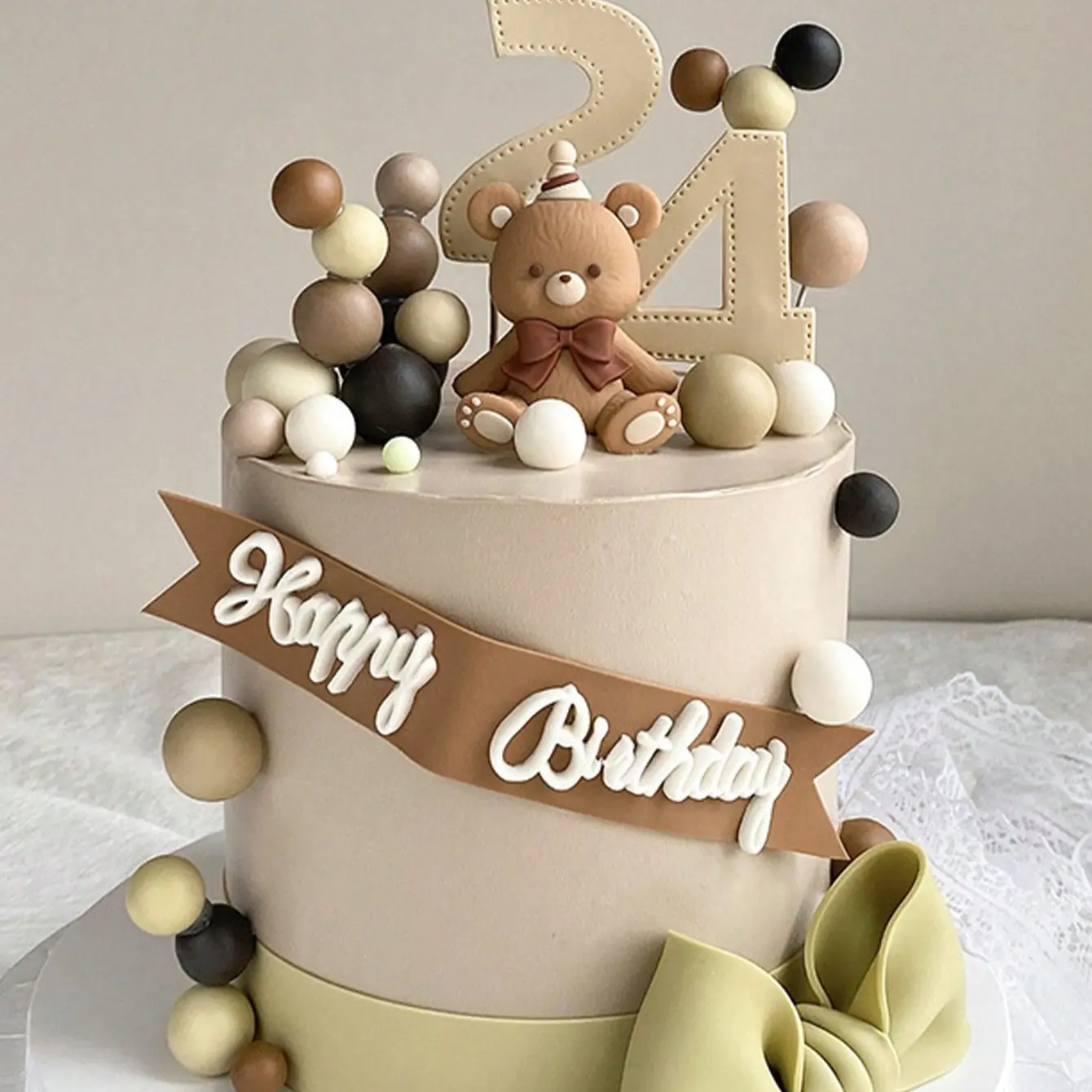3D Bear Cake Decoration, Soft Gel 3D Bear Figurine, Bow Bear Ornament, Cute 3D Bear Decorative Item, Perfect for Parties and Events