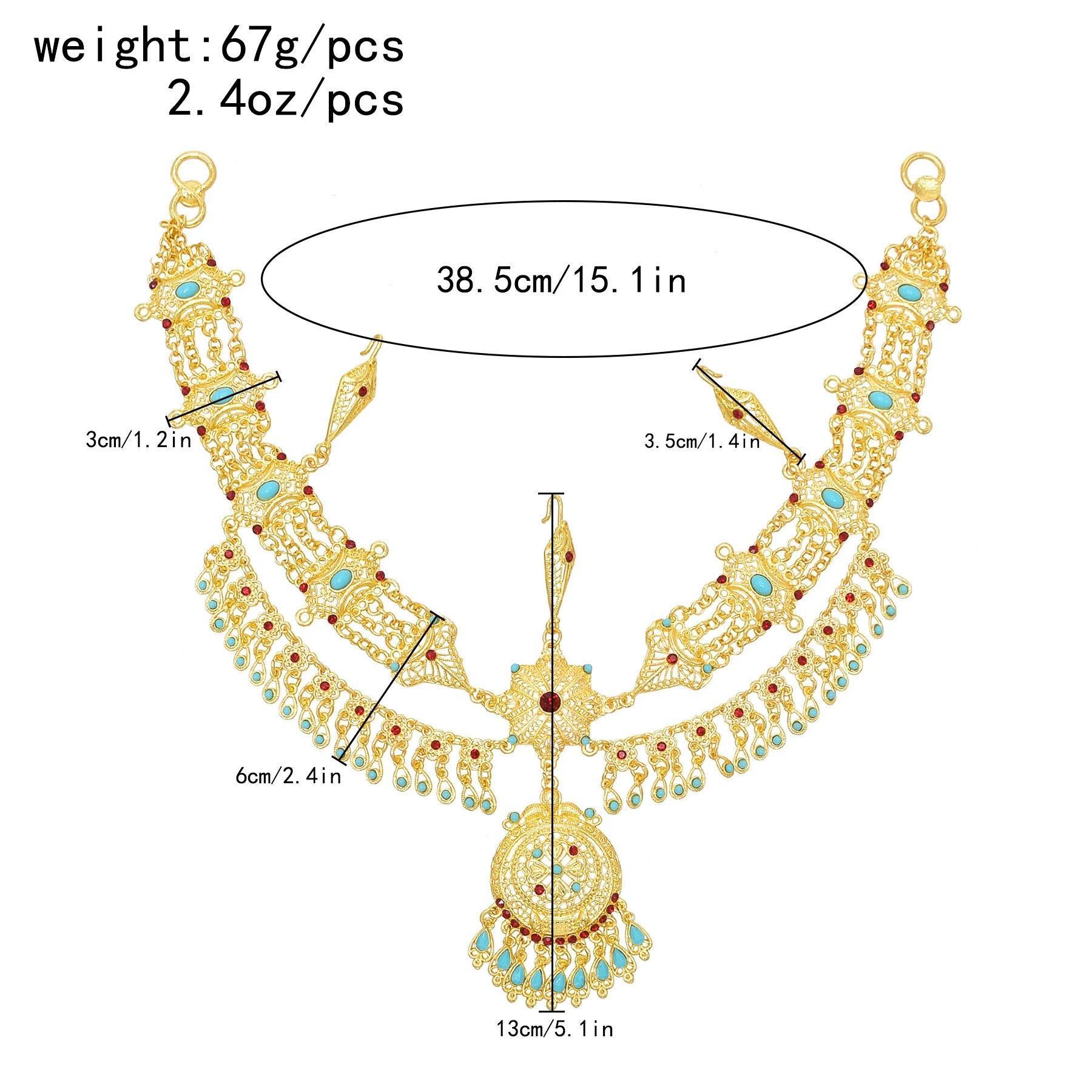 Golden Traditional Indian Ethnic Hair Accessories for Women Afghan Turkish Tribe Bride Wedding Head Chain Kurdish Female Jewelry