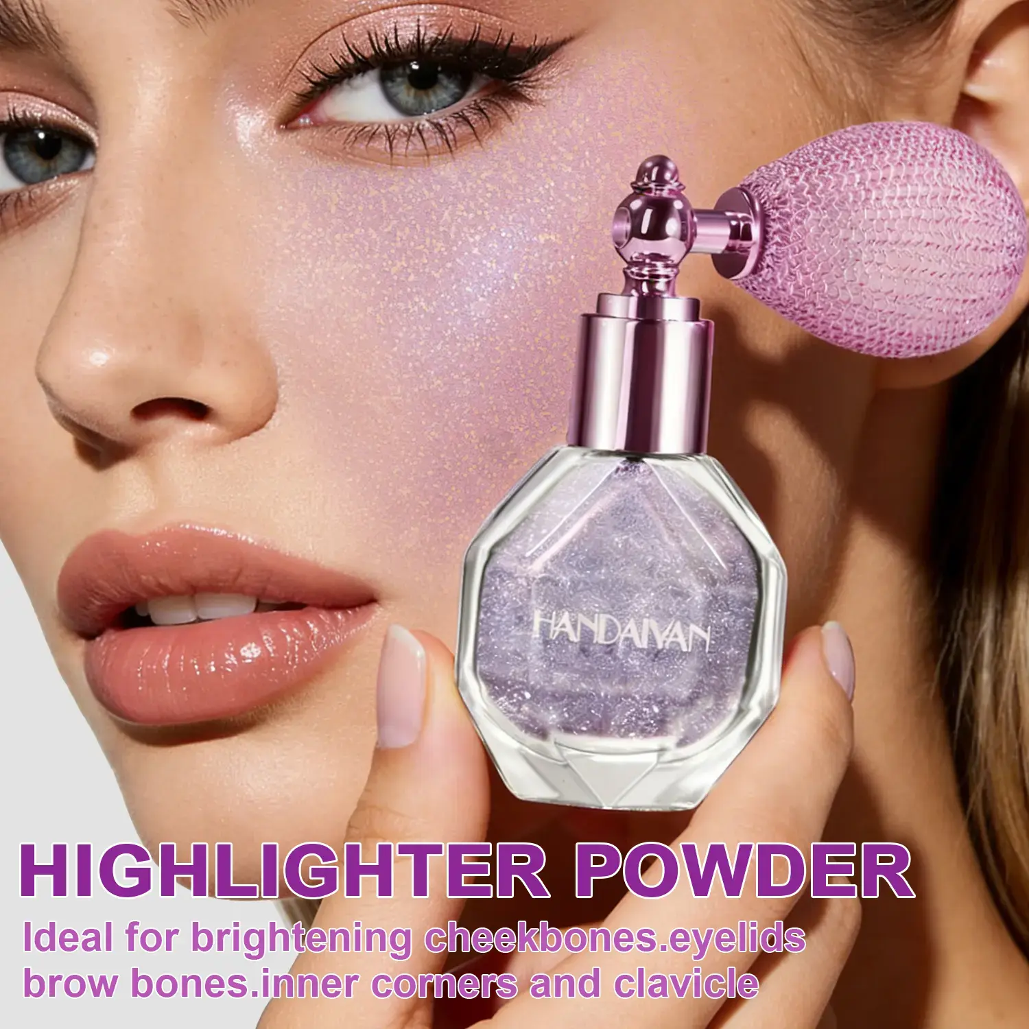 Highlighter Powder Spray, Long Lasting Illuminator Highlighter with Shimmering Gloss for Face, Body & Hair - Multipurpose Cosmetic for Glowing Makeup & Parties, Shimmering Light Highlighter, Multipurpose Illuminator
