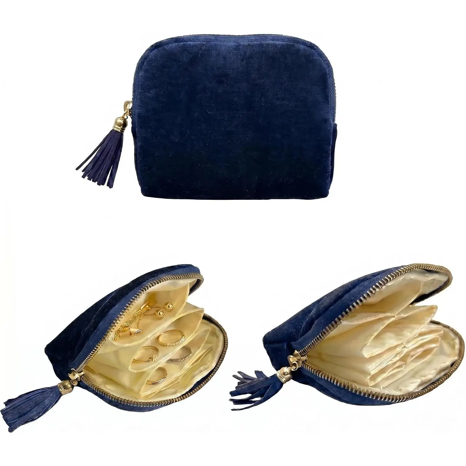 5.3" x 4.7" Small Travel  Case,  Pouch with Tassel Zipper, Portable Organizer for Rings Earrings Bracelets, Anti-Scratch Storage for Travel & Daily Use ()