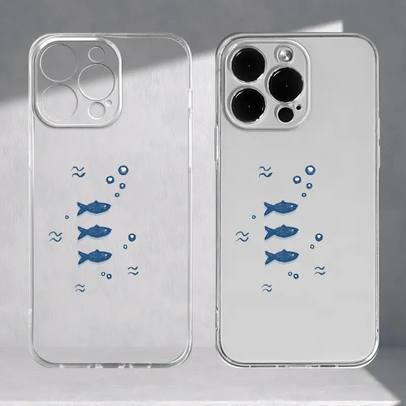 1Pc Transparent Soft Silicone Shell Casing - 3 Little Fish Bubble Pattern, Durable Protective Cover, Precise Cutouts, for iPhone 17 Pro Max/16/15/14 Plus/13/12/11/X/XS, Cute iOS Device Birthday Gift Option, Ios Devices, Multi-Model