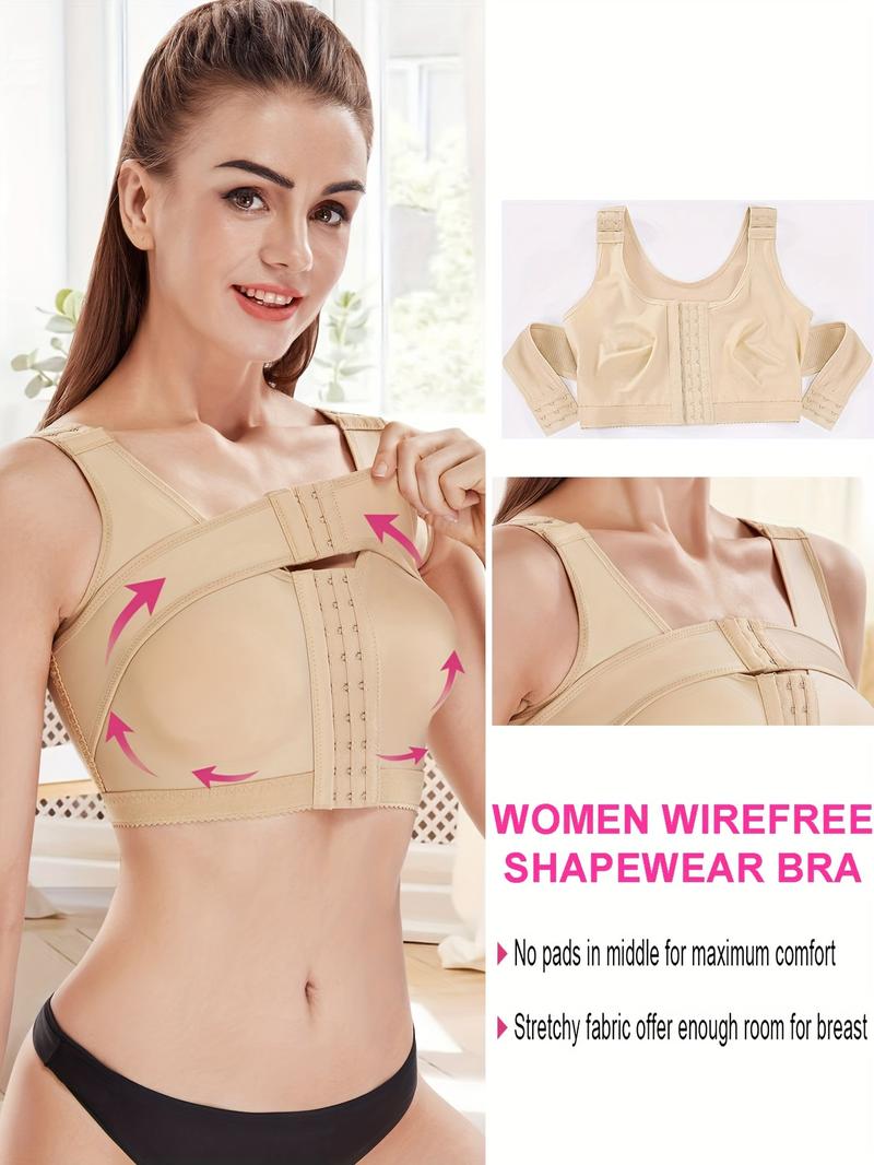 Women's Adjustable Hook & Eye Front Push Up Bra, Breathable Elegant Comfortable Wide Strap Lingerie Top for Daily Wear, Ladies Underwear for All Seasons