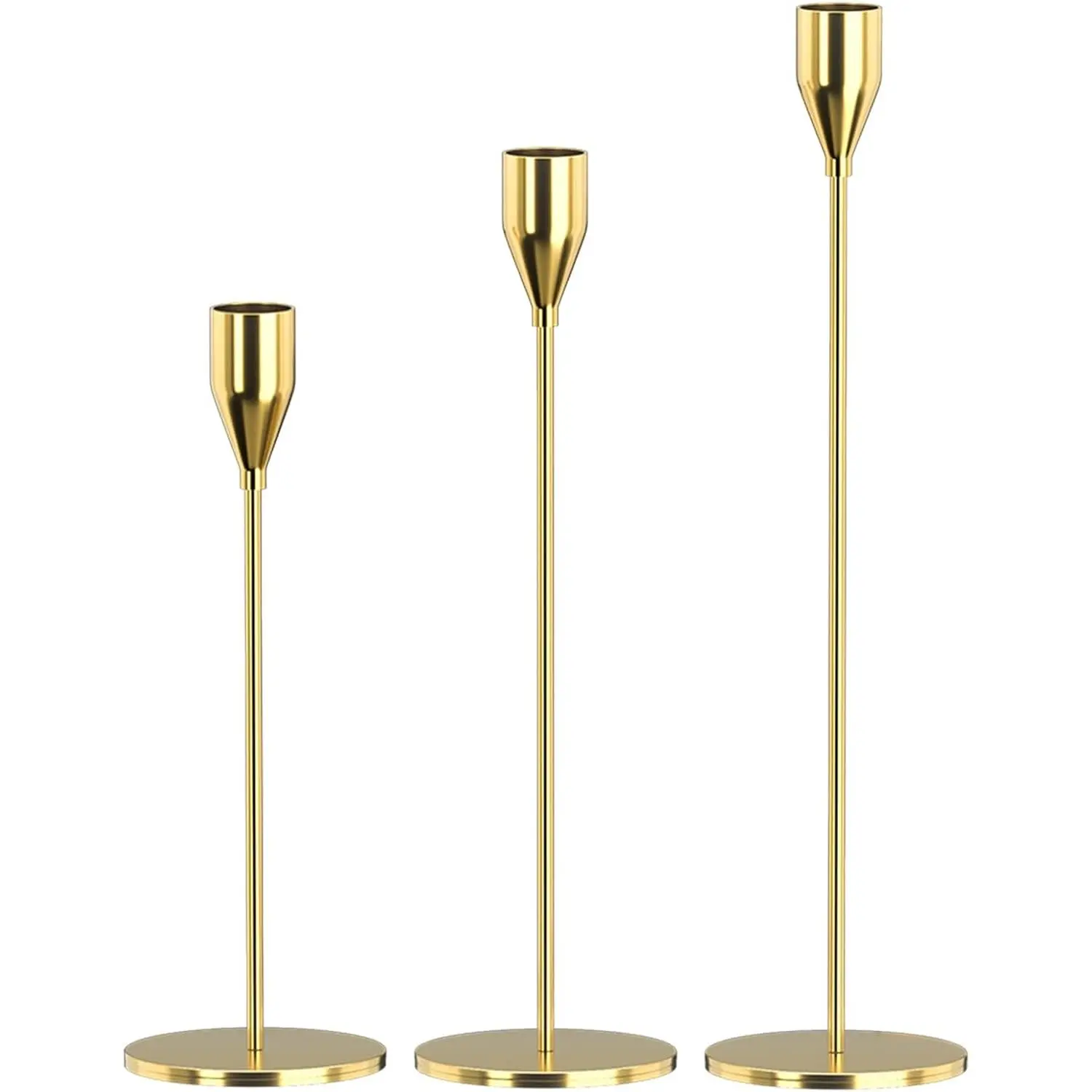 Candle Holders Set of 3 for Taper Candles, Decorative Candlestick Holder for Wedding, Dinning, Party, Fits 3/4 inch Thick Candle&Led Candles (Metal Candle Stand) ()