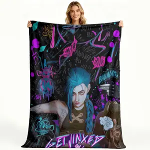 Neon Rebel Get Jinxed Pattern Printing Flannel Blanket Nap Blanket Fashion Print Soft Camping Christmas Gift Stylish and Functional Stylish Elegant Durable Perfect Comfortable Cozy Perfect Ideal