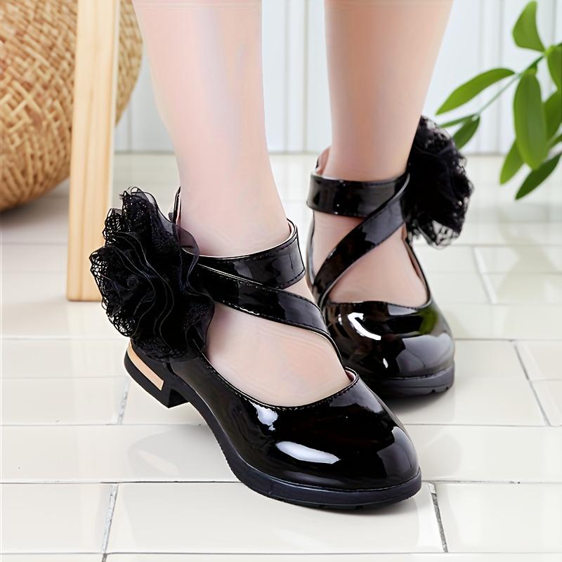 (New) Girls' Elegant Floral Mary Jane Footwear - Glamorous Girly Closed-Toe Flat Shoes, Comfortable Non-Slip Dress Shoes for Performance, Parties (Spring Summer)