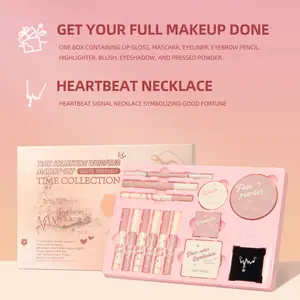 Art Value Makeup Set 10-Piece, Lip Gloss, Blush, Eyeshadow, Powder, Eyeliner, Necklace, Lip Balm, Dual-Ended Brow Pencil, Mascara, Highlighter