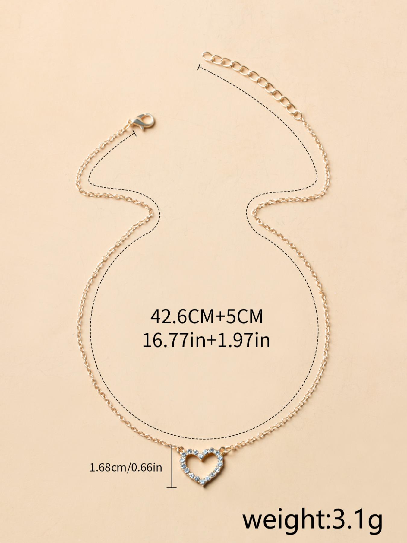 Elegant Rhinestone Heart Shaped Design Pendant Necklace for Women, Stainless Steel Jewelry for Gift, Fashionable Accessories for Daily Decoration As Gift, Mother's Day Gifts