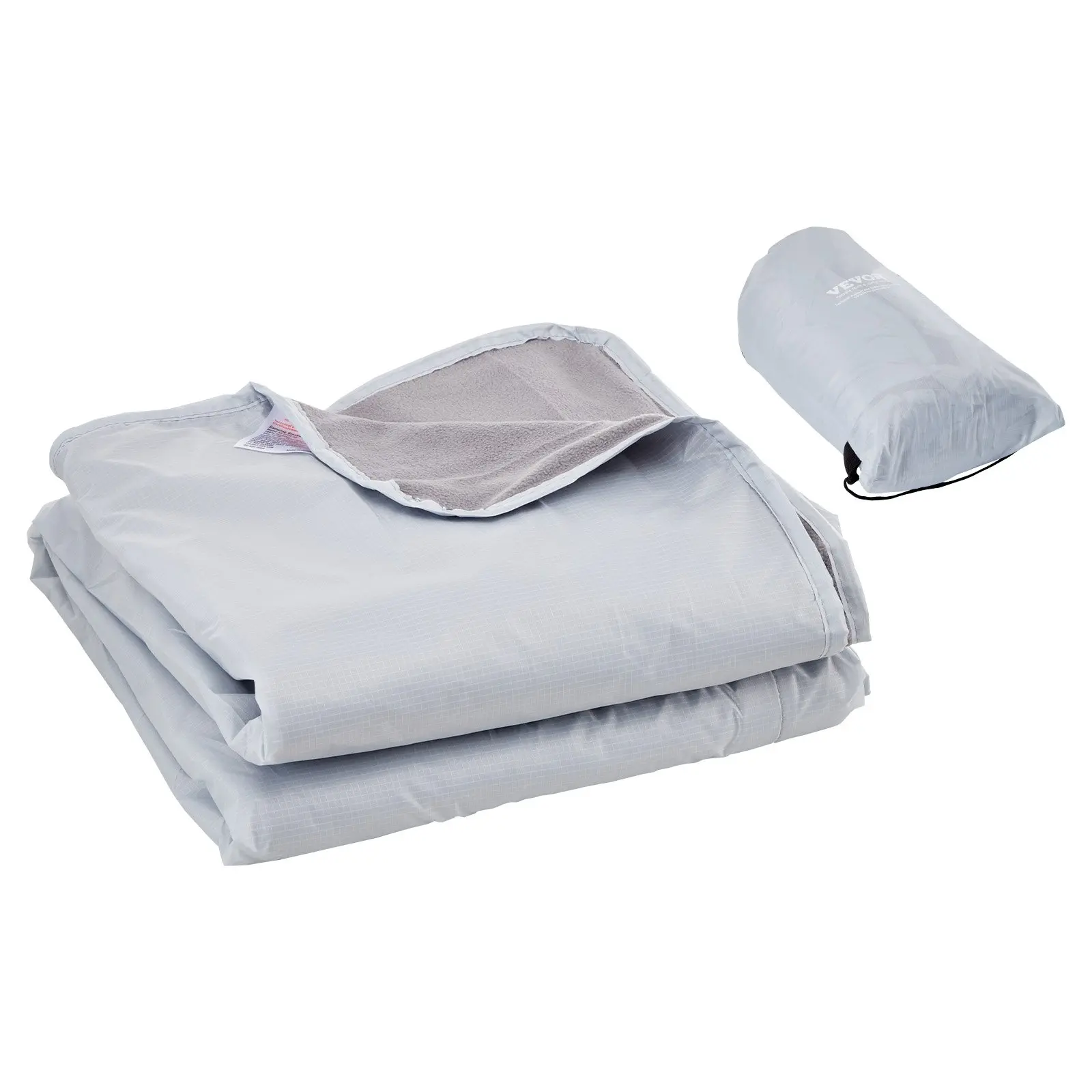 VEVOR Camping Blanket, Large Warm Wearable Stadium Blanket, Waterproof Windproof, Polyester Fleece, Flame Retardant, Great for Outdoors, Picnics, Hiking, Sports Events, Travel, 79" x 59", Light Grey