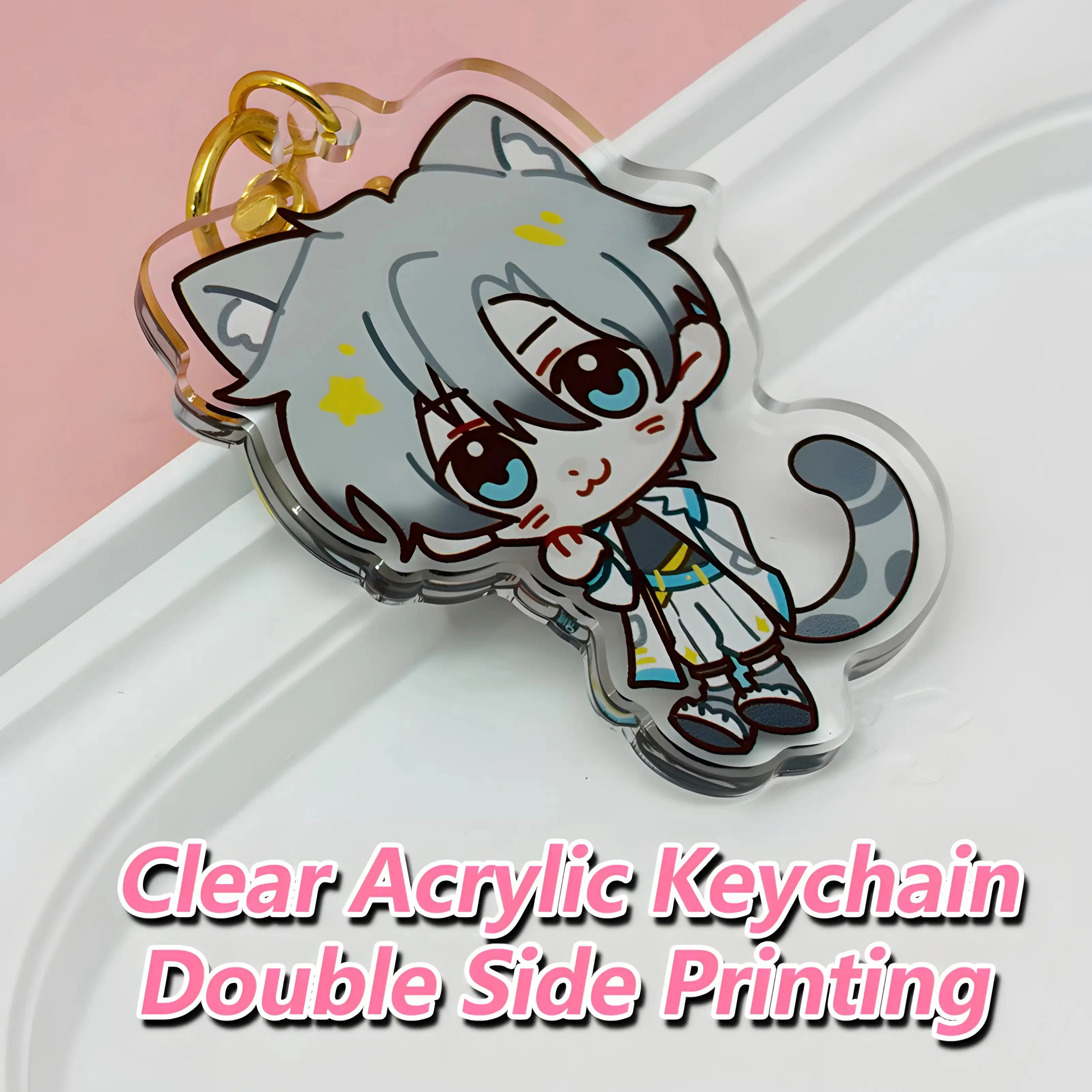 Custom Keychain Cartoon Acrylic Key Chain Photo Customized Anime Charms Hologram Clear Personalized Designer Car Keychains