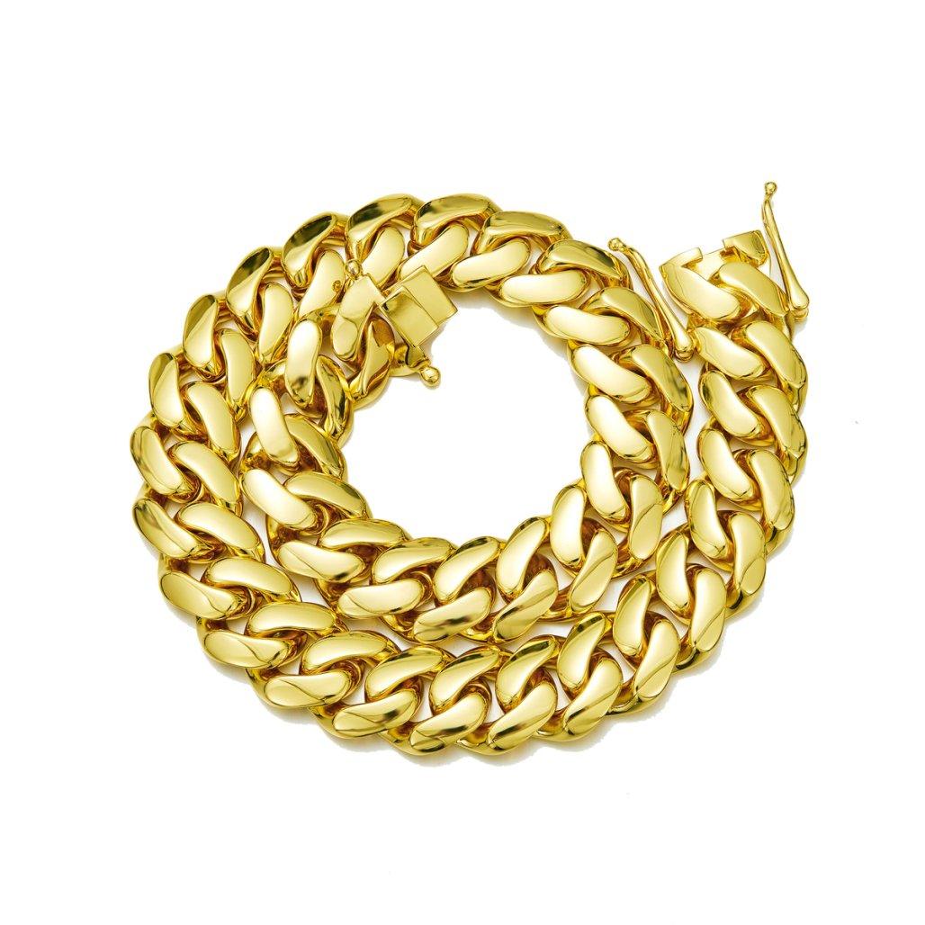 【Lock style】14K gold-plated chunky Cuban chain necklace or bracelet for men, Miami style, 8/10/12/14/16/18/20/22mm, hip-hop style necklace, Valentine's Day gift, Christmas gift, Miami fashion item.