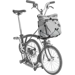 Rhinowalk Bike Front Carrier Bag 17L For Brompton Foldable Bike Roll Top Bicycle Front Bag with Frame, Shoulder Strap, Helmet Holder, Commuter Travel Bag (Mounting Block Not Included)-Grey