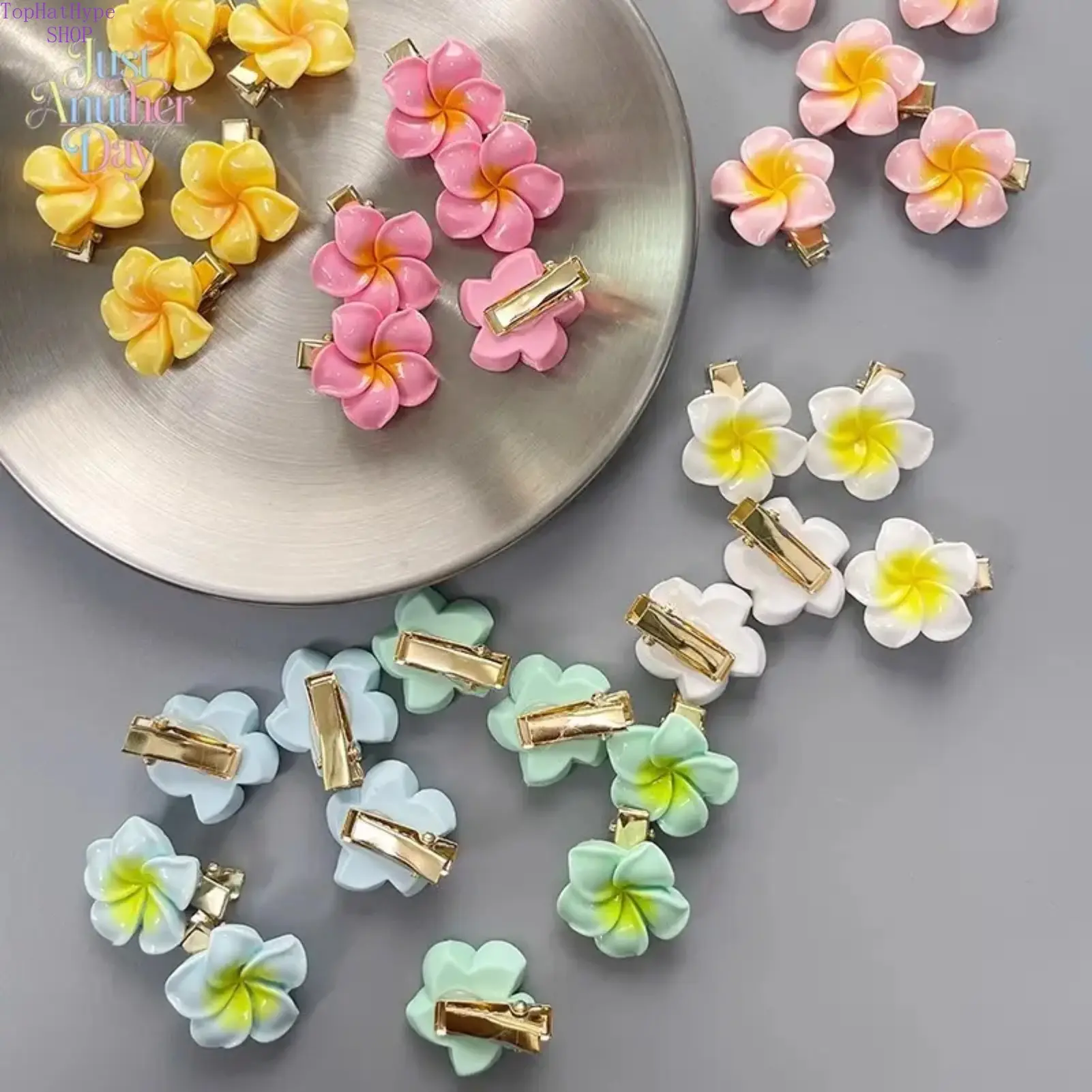 30-Piece Floral Hair Clips, Cute Plumeria Small Barrettes for Women & Girls, Colorful Accessories for Summer Beach Hairstyles, Flower Hair Clips, Accessories For Women, Hair Style Accessory, Little Girl Hair Clips