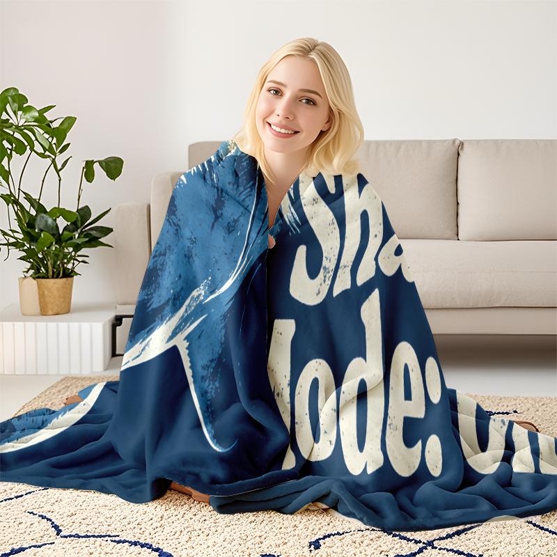 The Ultimate Shark Lover’s Blanket: "Shark Mode: On" Retro Graphic Design, Super Soft Flannel, Printed In The USA, Ships Next Day, Viral On TikTok