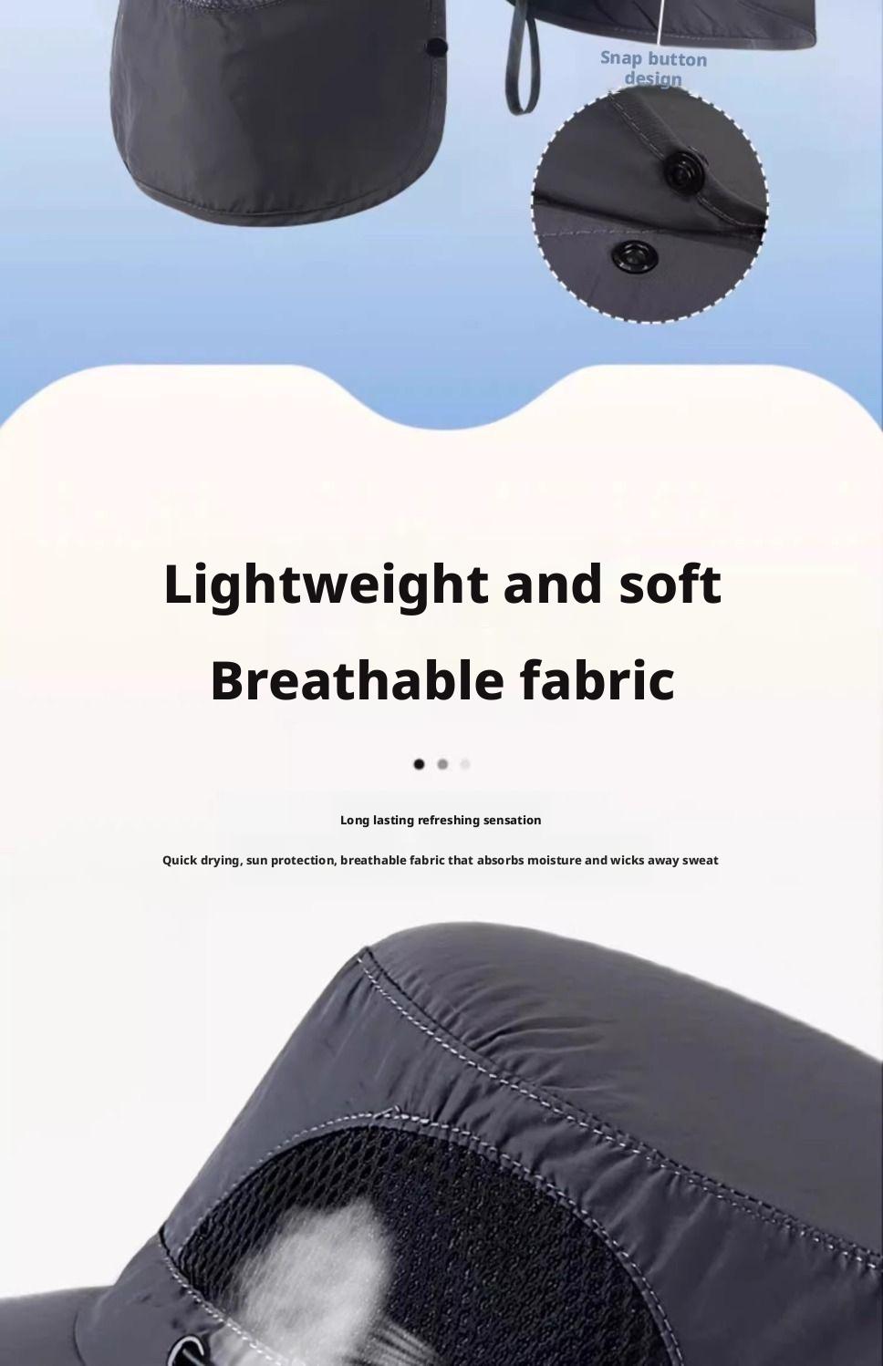 Fisherman's hat, summer sun protection hat for men and women, outdoor hiking hat, fishing face-shielding and neck-protecting integrated hat, wide-brimmed sun hat