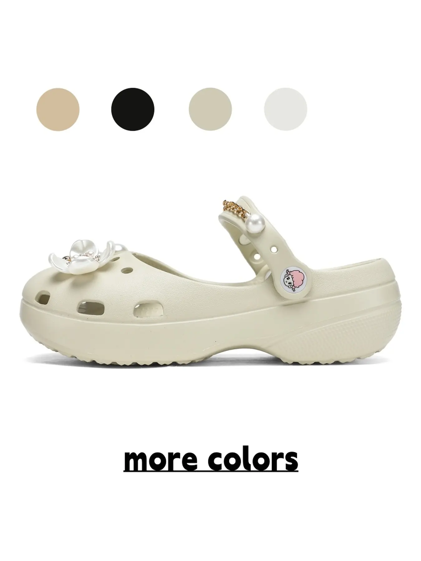 Women's Girly Platform Closed Toe Clogs With Chain Pearl Decor, Light Cushioned Insole, Suitable For Store Visits And Short Trips, Cushioned Footwear