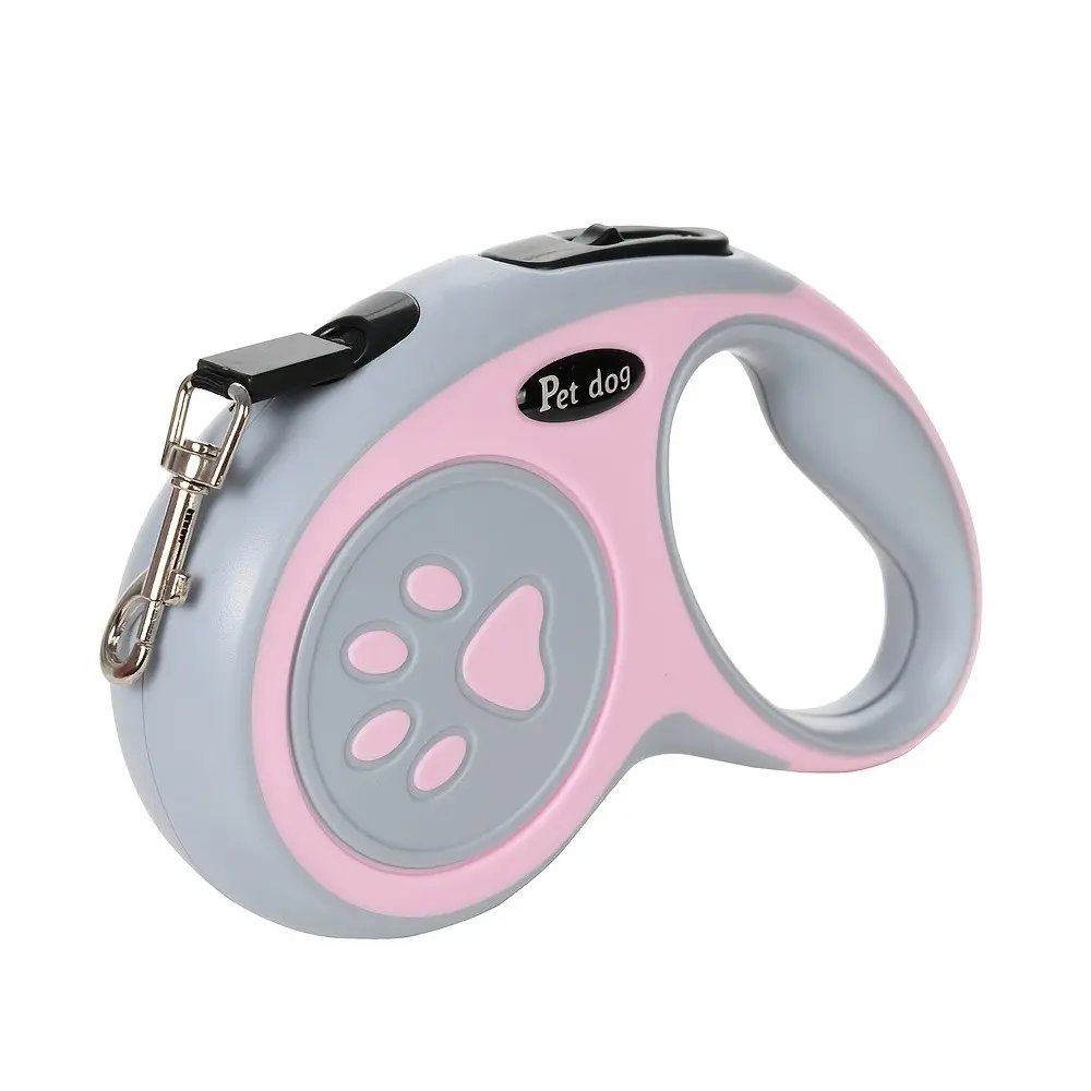 Automatic Retractable Dog Leash, Portable, Adjustable Length, 3m/5m Nylon Webbing, One-Click Lock, Non-Slip Handle, Claw Print, Small/medium Dogs (<=10kg)