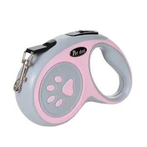 Automatic Retractable Dog Leash, Portable, Adjustable Length, 3m/5m Nylon Webbing, One-Click Lock, Non-Slip Handle, Claw Print, Small/medium Dogs (<=10kg)