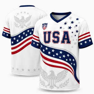 USA Patriotic Eagle Stars and Stripes Jersey Shirt Men Women Unisex American Flag Sport T Shirt USA Football Style Performance Tee 4th of July Independence Day Freedom Freedom Lover USA Flag Graphic Casual Streetwear Athletic Training Top Gift Idea