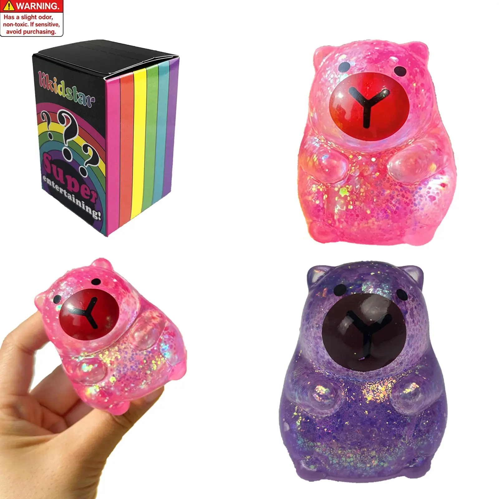 2pcs Glitter Capybara Squishies, Cute Capybara Animal Squeeze Balls, Anxiety Relief Fidget Squishies for Adults,Interesting interactive design, cute desktop accessories, party gifts, creative holiday gifts, perfect gift choices