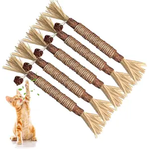 5 Pack Silvervine Sticks for Cats, Natural Matatabi Cat Chew Toys for Indoor Cats and Kittens, Interactive Catnip Chew Sticks, Dental Chew Toys for Aggressive Chewers