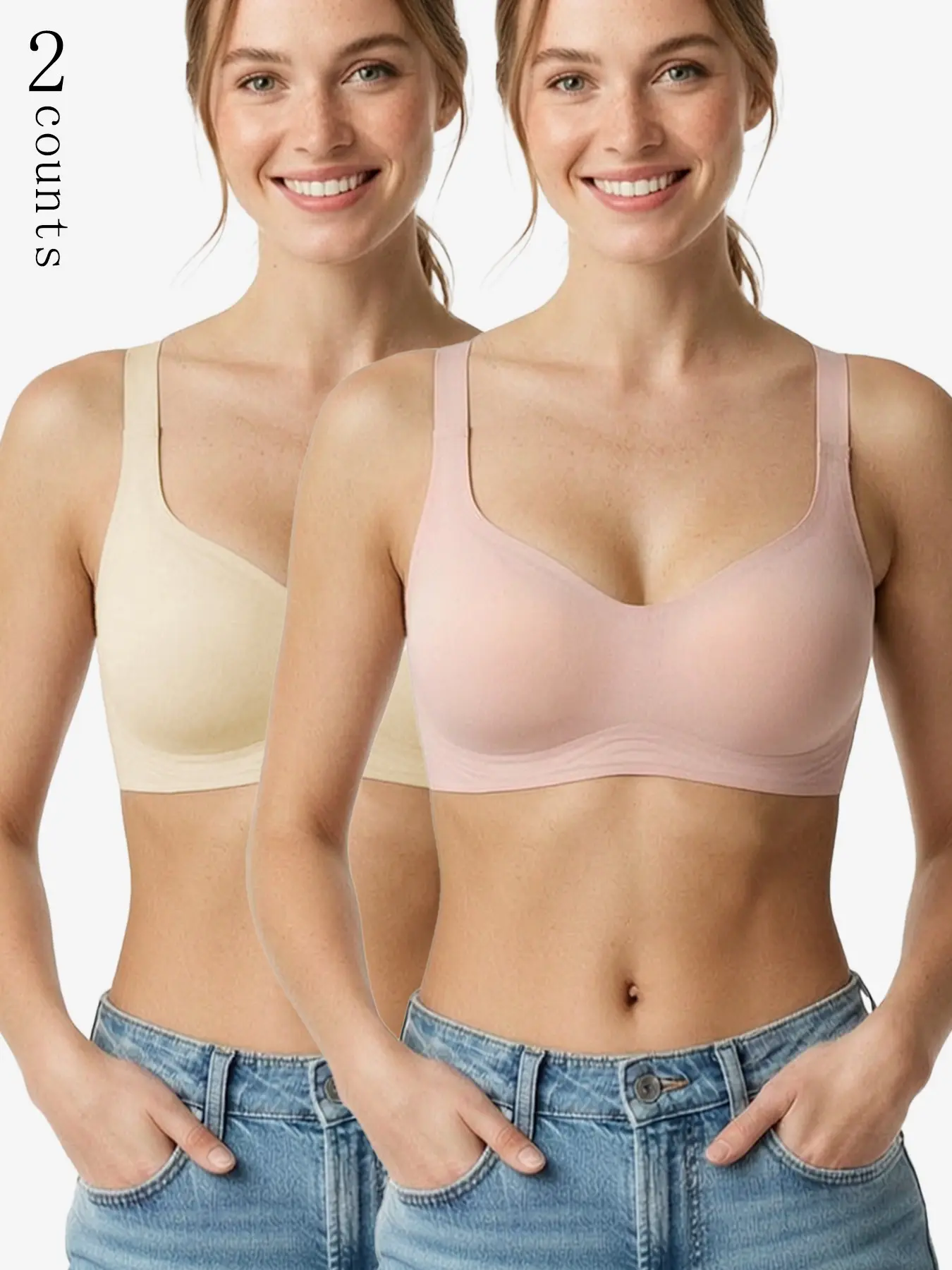 Women's Seamless Soft Racerback Bra, Push Up Wireless Lingerie, Adjustable Straps, Removable Pads, Comfortable Fitted Bra for All Seasons Adjustable Bras